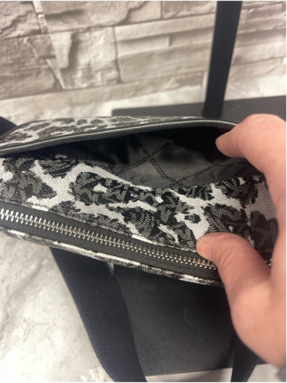 Michael Kors Black & White Leopard Print Crossbody Bag with Wallet - Picture 6 of 12
